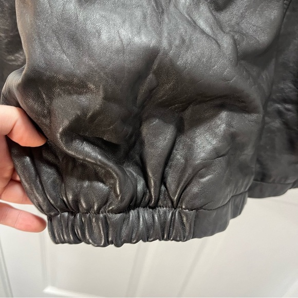 Vintage Roundtree & Yorke Leather Bomber Jacket Aviator Full Zip Black Vtg L - Picture 6 of 12